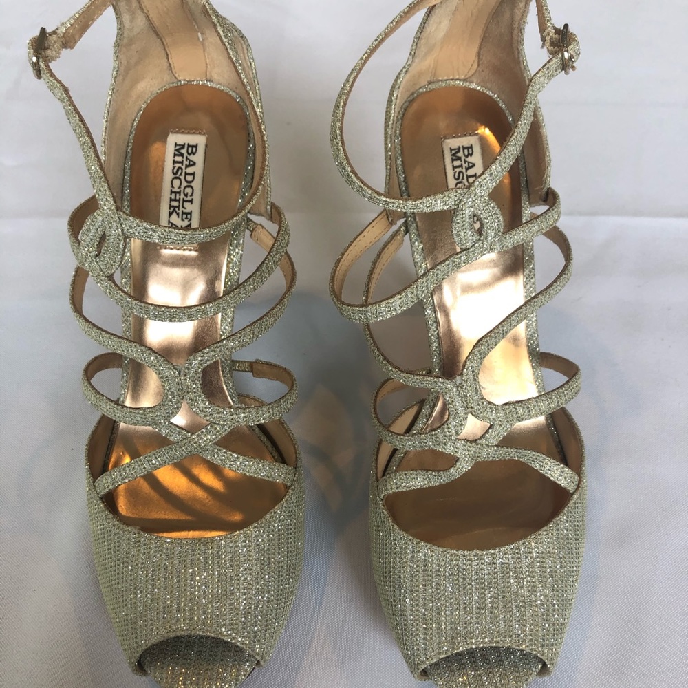 Bagley Mischka sparkly gold heels